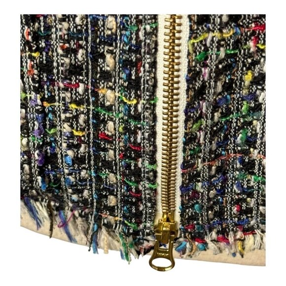 Ramy Brook Jacket Women Small Black Tweed Leather Sleeve And Trim Full Zip Retro - Picture 6 of 16